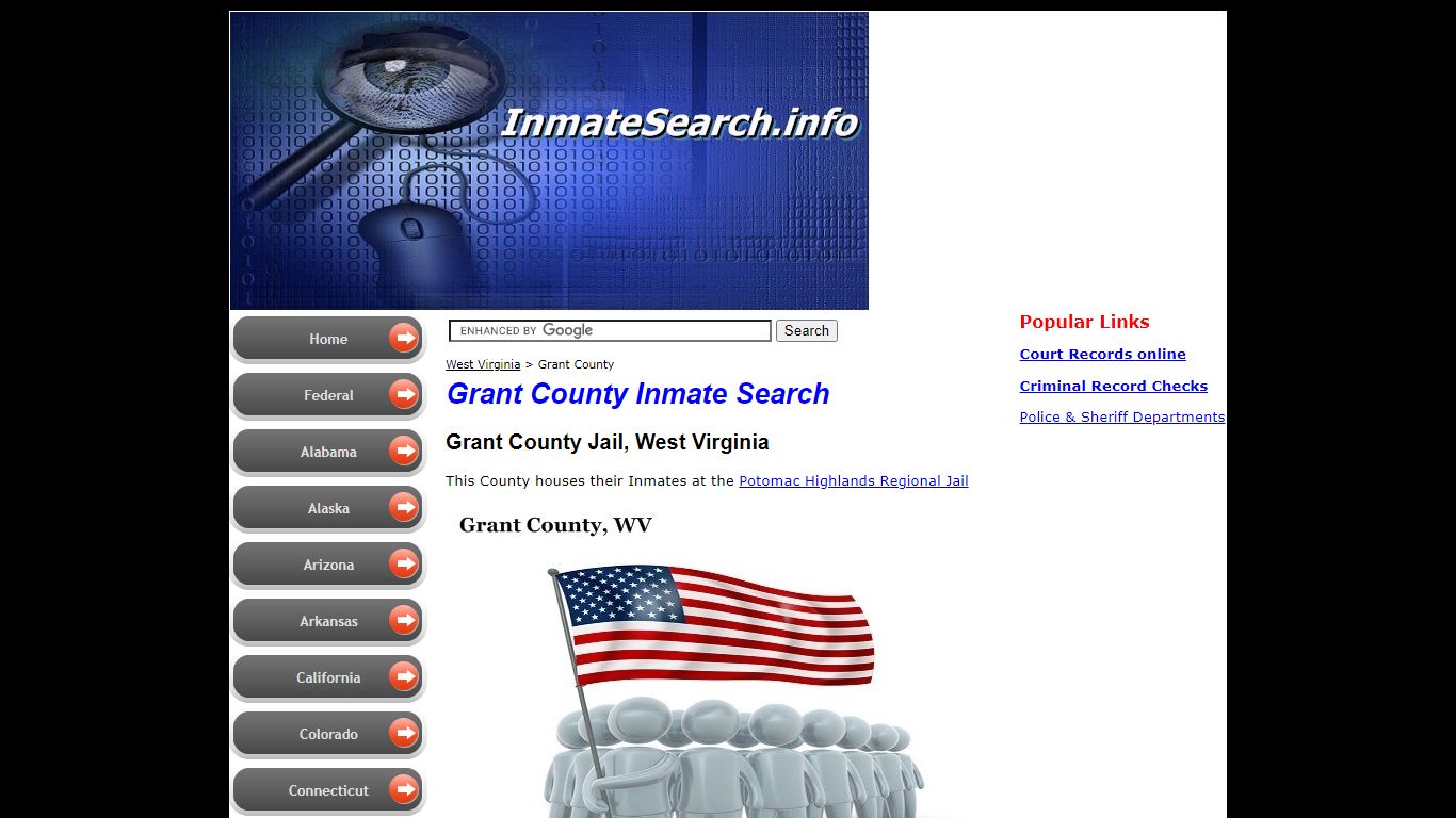 Grant County Jail inmate search in WV
