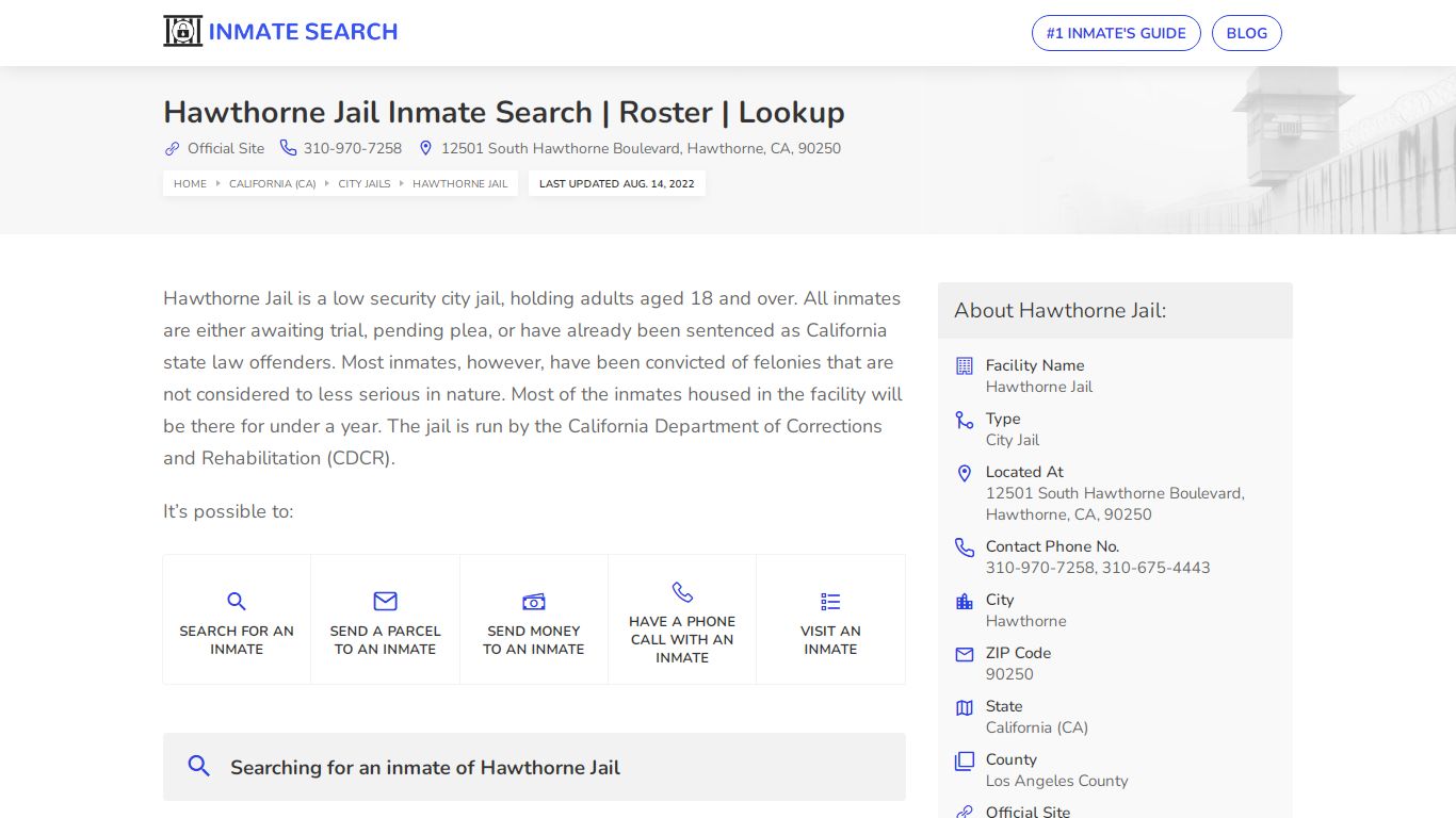 Hawthorne Jail Inmate Search | Roster | Lookup